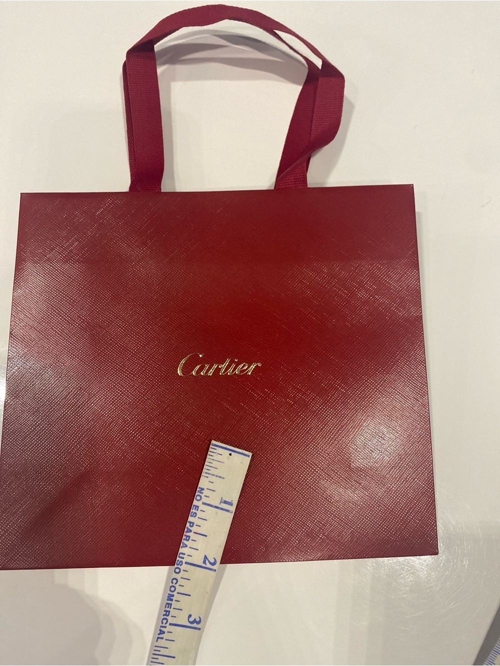 Cartier Red Textured Tote with Gold Logo